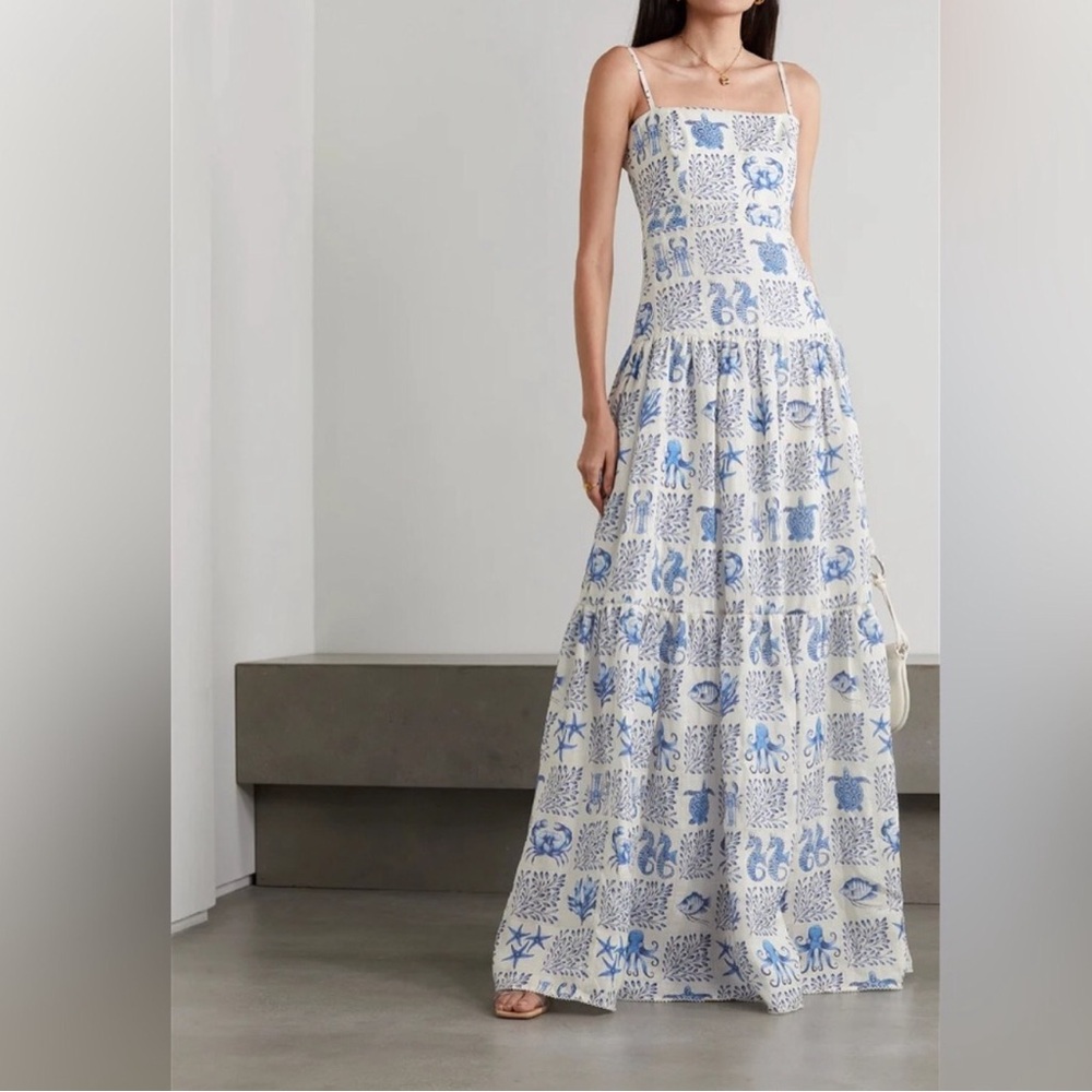 Agua by Agua Bendita Lima Algae Tiered Maxi Dress